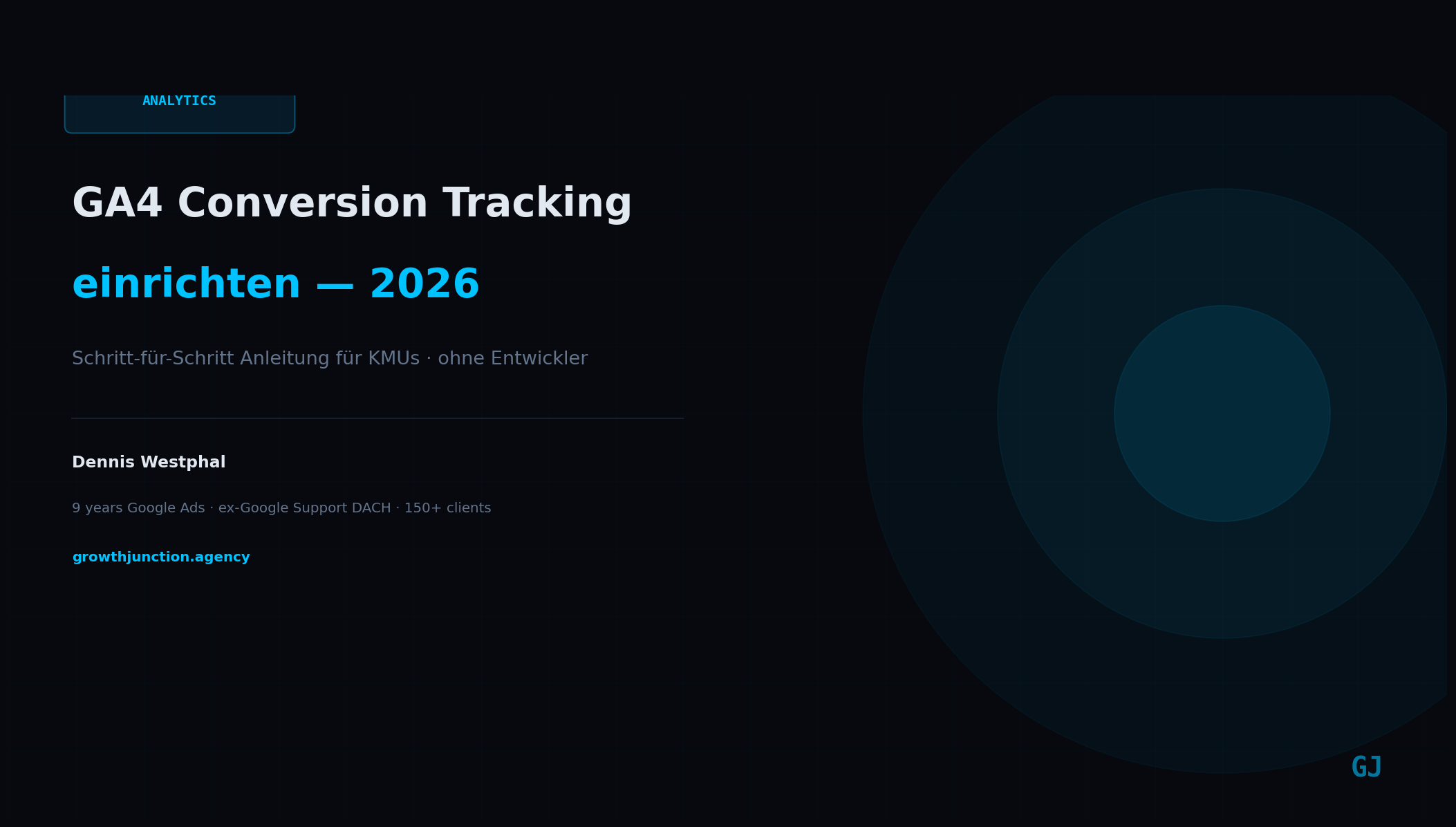 GA4 Conversion Tracking einrichten ohne Entwickler — Schritt-für-Schritt Anleitung von Growth Junction für KMUs in der Schweiz